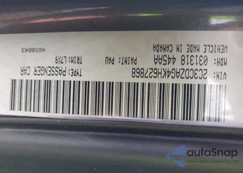 2019 Dodge Challenger Sxt из США, поврежденный, VIN 2C3CDZAG4KH627868